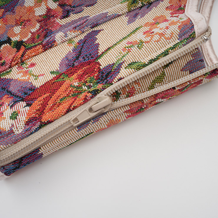 Vintage corset top, floral bustier, adjustable lace-up, women