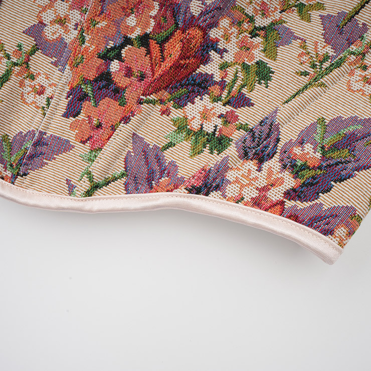 Vintage corset top, floral bustier, adjustable lace-up, women