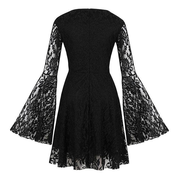French Maiden Long Sleeve Dresses, Cute Summer Swing Dress, Retro Floral Lace Dresses for Women 1960, Vintage Dresses 1950