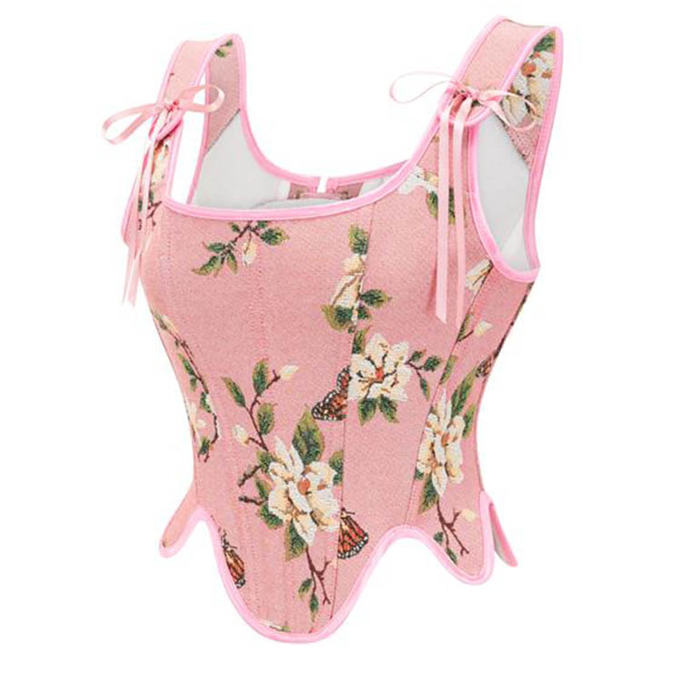 Fashion Plastic Boned Corset, Sexy Overbust Corset, High Quality Corset, Punk Outerwear Corset,Vintage Floral Renaissance Corset,Women