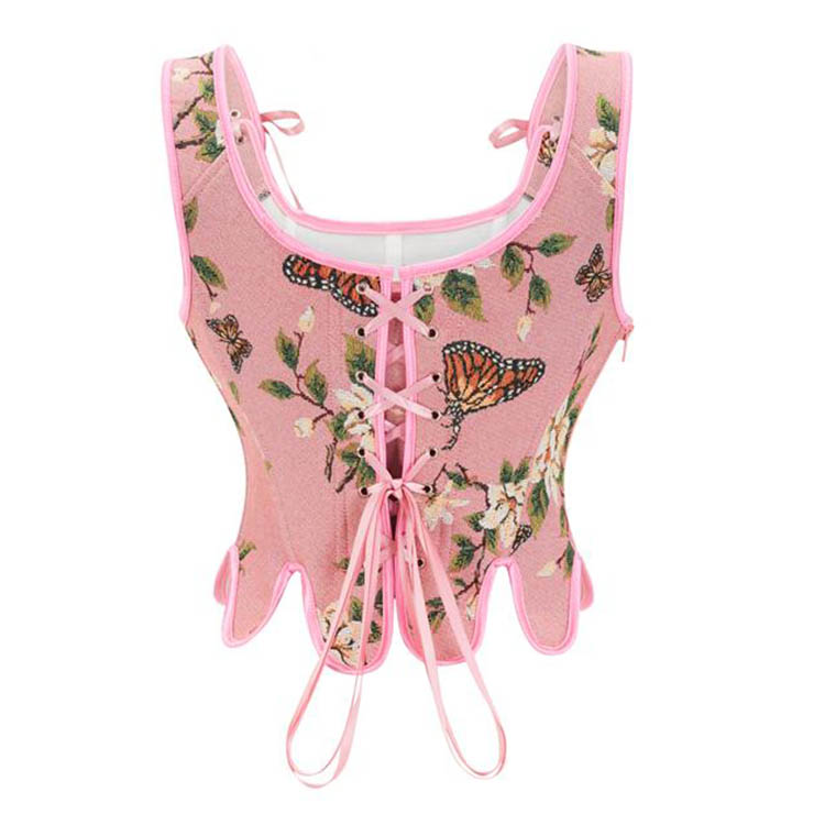 Fashion Plastic Boned Corset, Sexy Overbust Corset, High Quality Corset, Punk Outerwear Corset,Vintage Floral Renaissance Corset,Women