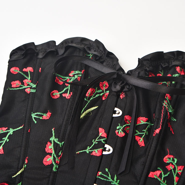 Steampunk Floral Corset, Sexy Gothic 8 Plastic Boned Corset, Steampunk Strapless Bodyshaper Waist Cincher Corset, Vintage Gothic Floral Overbust Corset, Steampunk Cosplay Party Corset, #N22509