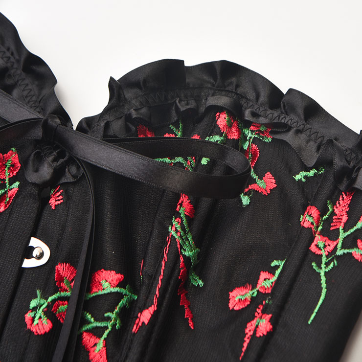 Steampunk Floral Corset, Sexy Gothic 8 Plastic Boned Corset, Steampunk Strapless Bodyshaper Waist Cincher Corset, Vintage Gothic Floral Overbust Corset, Steampunk Cosplay Party Corset, #N22509