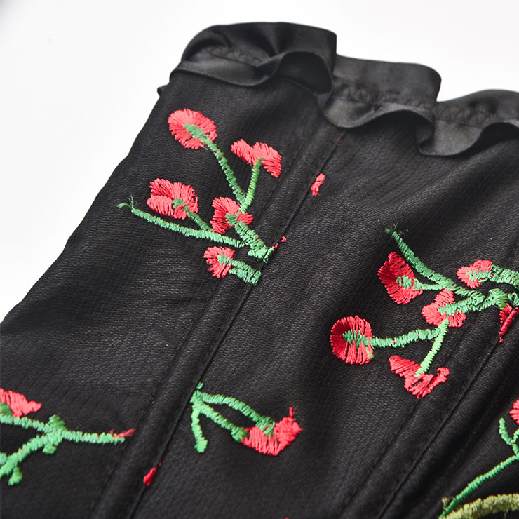 Steampunk Floral Corset, Sexy Gothic 8 Plastic Boned Corset, Steampunk Strapless Bodyshaper Waist Cincher Corset, Vintage Gothic Floral Overbust Corset, Steampunk Cosplay Party Corset, #N22509