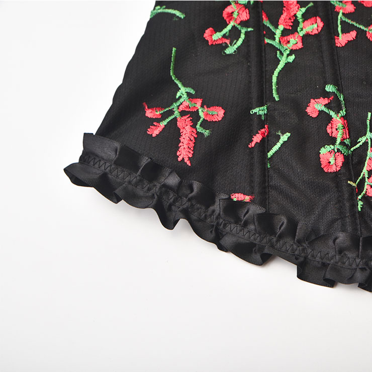 Steampunk Floral Corset, Sexy Gothic 8 Plastic Boned Corset, Steampunk Strapless Bodyshaper Waist Cincher Corset, Vintage Gothic Floral Overbust Corset, Steampunk Cosplay Party Corset, #N22509