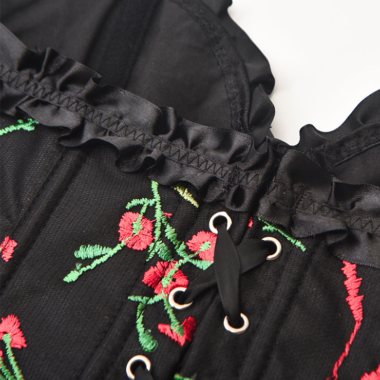 Steampunk Floral Corset, Sexy Gothic 8 Plastic Boned Corset, Steampunk Strapless Bodyshaper Waist Cincher Corset, Vintage Gothic Floral Overbust Corset, Steampunk Cosplay Party Corset, #N22509