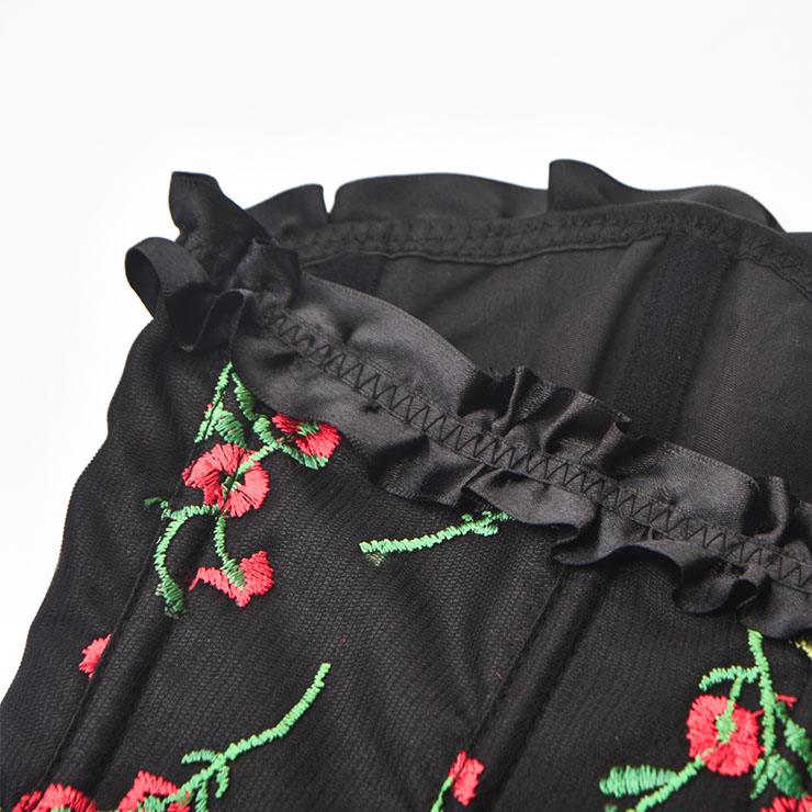 Steampunk Floral Corset, Sexy Gothic 8 Plastic Boned Corset, Steampunk Strapless Bodyshaper Waist Cincher Corset, Vintage Gothic Floral Overbust Corset, Steampunk Cosplay Party Corset, #N22509