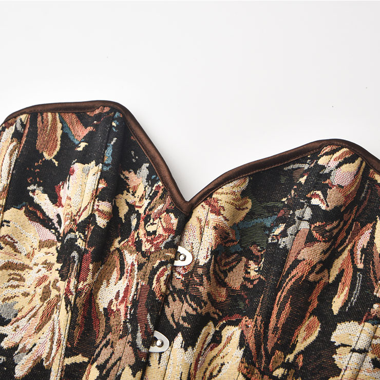 Steampunk Floral Corset, Sexy Gothic 12 Plastic Boned Corset, Steampunk Strapless Bodyshaper Waist Cincher Corset, Vintage Gothic Floral Overbust Corset, Steampunk Cosplay Party Corset, #N22613