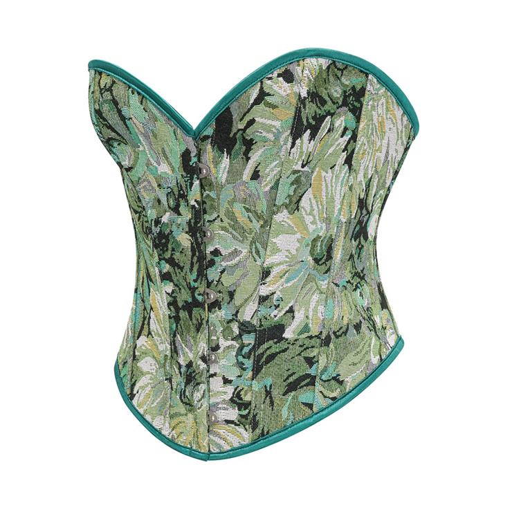 Steampunk Floral Corset, Sexy Gothic 12 Plastic Boned Corset, Steampunk Strapless Bodyshaper Waist Cincher Corset, Vintage Gothic Floral Overbust Corset, Steampunk Cosplay Party Corset, #N23593