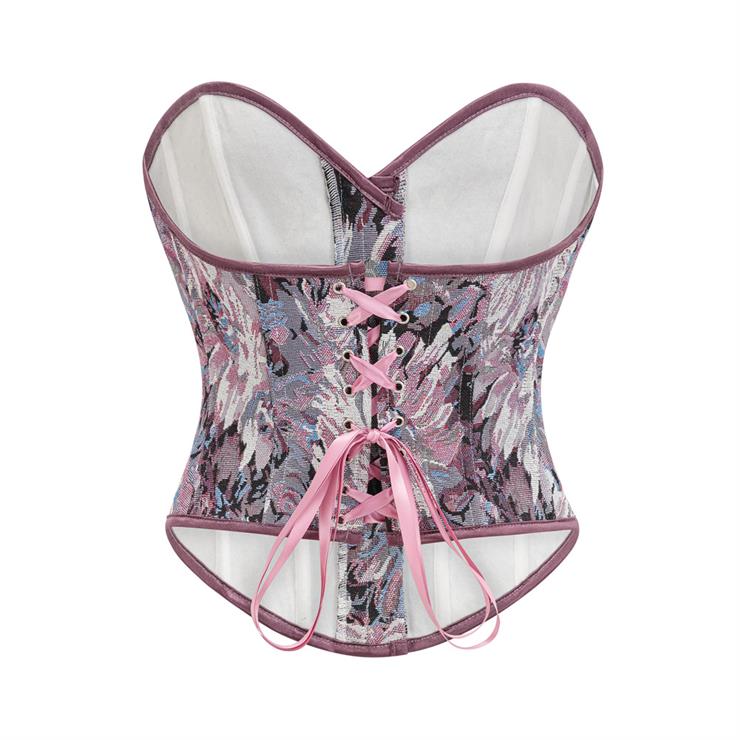 Steampunk Floral Corset, Sexy Gothic 12 Plastic Boned Corset, Steampunk Strapless Bodyshaper Waist Cincher Corset, Vintage Gothic Floral Overbust Corset, Steampunk Cosplay Party Corset, #N23594