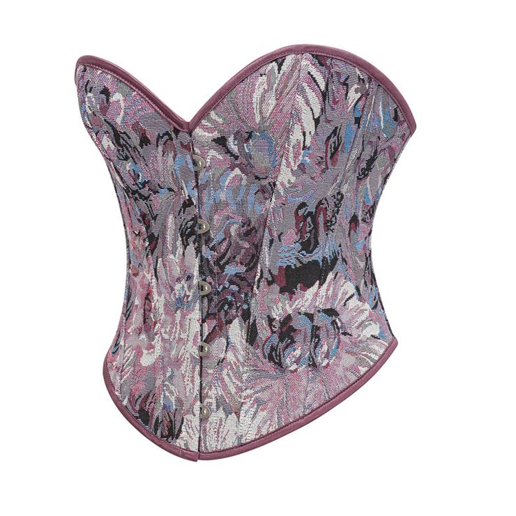 Steampunk Floral Corset, Sexy Gothic 12 Plastic Boned Corset, Steampunk Strapless Bodyshaper Waist Cincher Corset, Vintage Gothic Floral Overbust Corset, Steampunk Cosplay Party Corset, #N23594