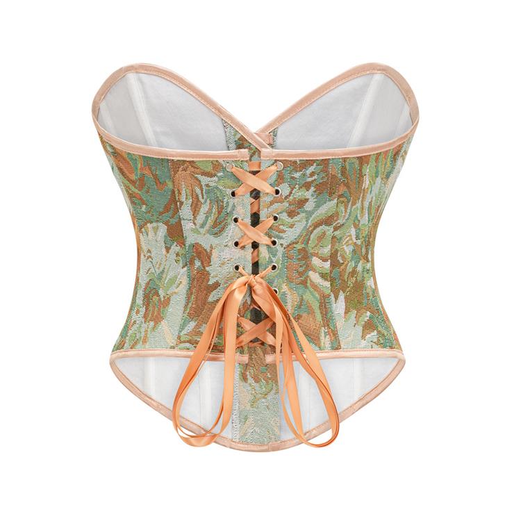 Steampunk Floral Corset, Sexy Gothic 12 Plastic Boned Corset, Steampunk Strapless Bodyshaper Waist Cincher Corset, Vintage Gothic Floral Overbust Corset, Steampunk Cosplay Party Corset, #N23595