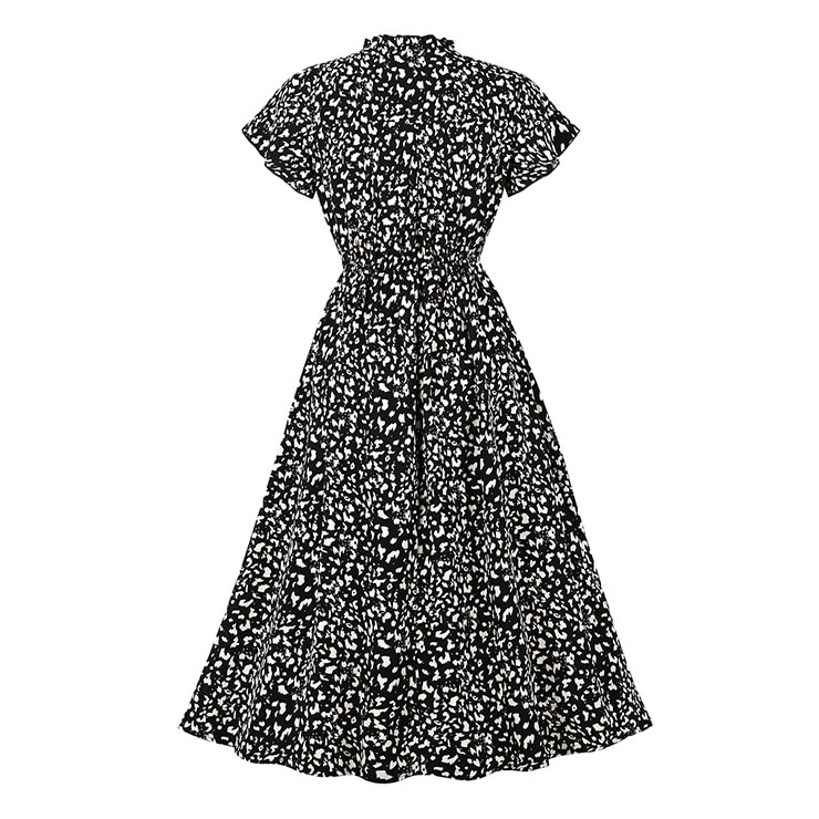 Retro Floral Print Dresses for Women 1960, Vintage 1950