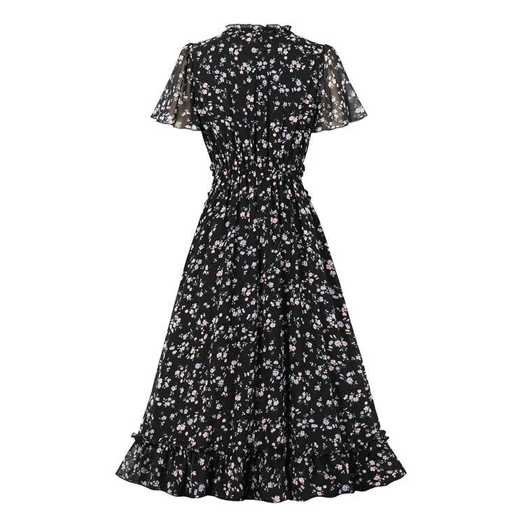Retro Floral Print Dresses for Women 1960, Vintage 1950
