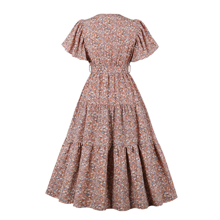 Retro Floral Print Dresses for Women 1960, Vintage 1950