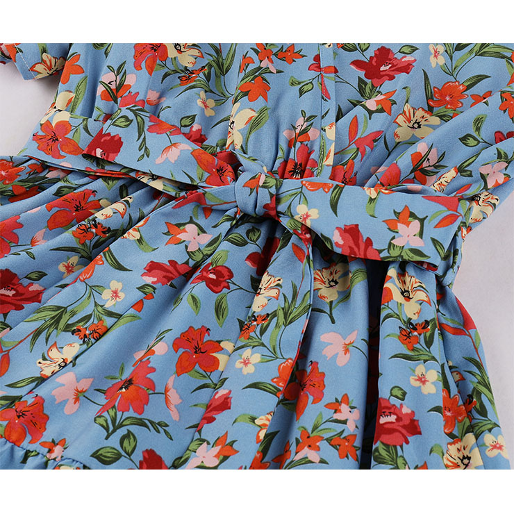 Retro Floral Print Dresses for Women 1960, Vintage 1950