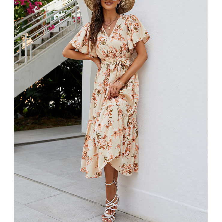 Retro Floral Print Dresses for Women 1960, Vintage 1950