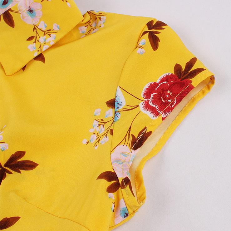 Retro Floral Print Dresses for Women 1960, Vintage 1950
