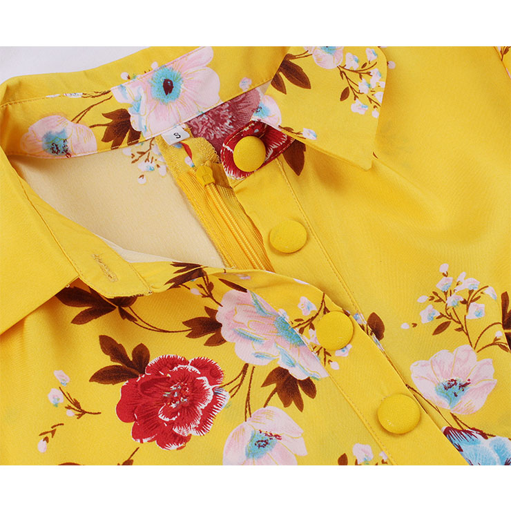 Retro Floral Print Dresses for Women 1960, Vintage 1950