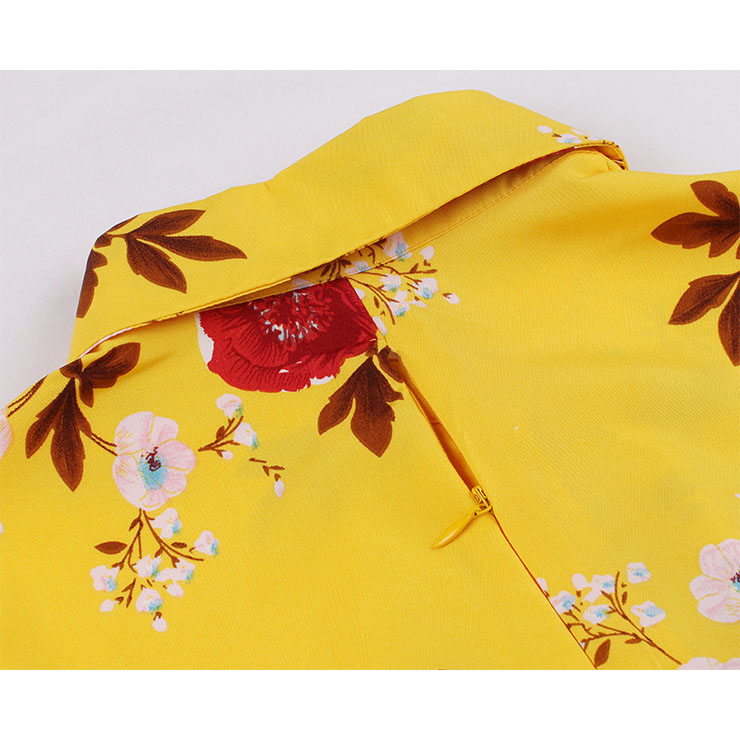 Retro Floral Print Dresses for Women 1960, Vintage 1950