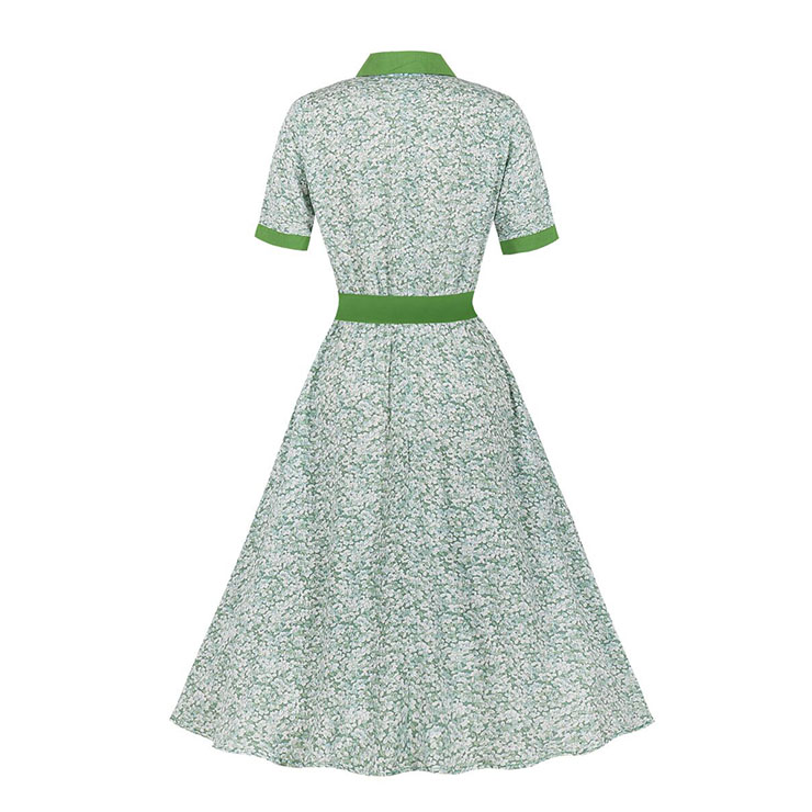 Retro Floral Print Dresses for Women 1960, Vintage 1950