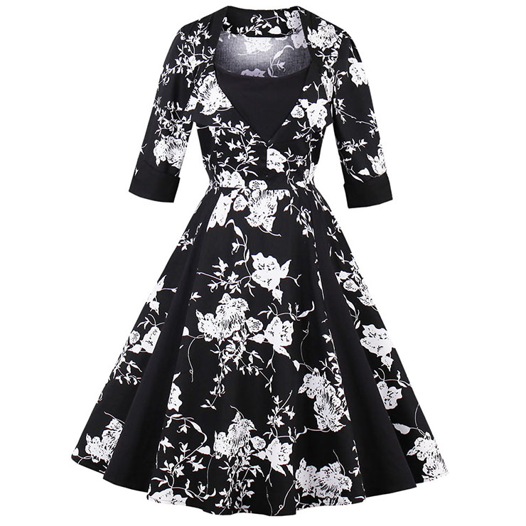 swing cocktail dress with sleeves