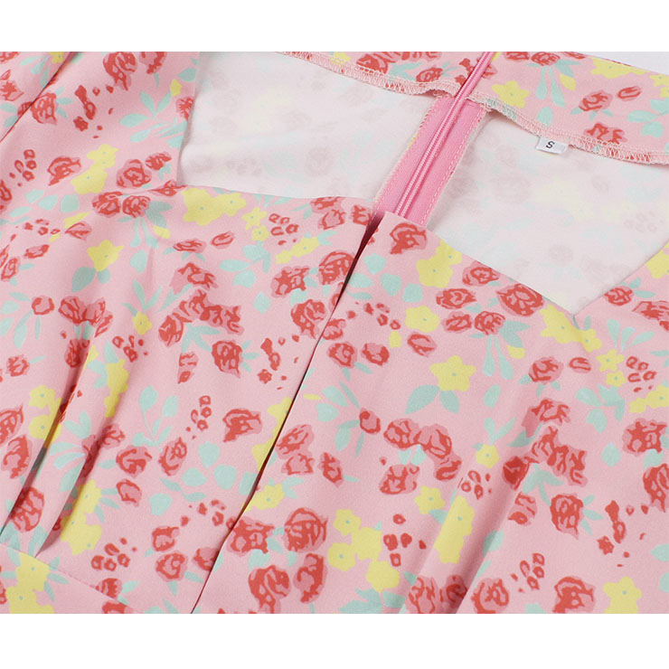 Retro Floral Print Dresses for Women 1960, Vintage 1950
