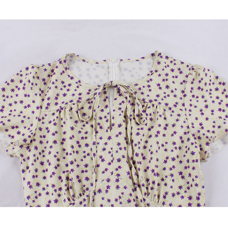 French Maiden Dresses, Floral Print Summer Swing Dress, Retro Dresses for Women 1960, Vintage Dresses 1950