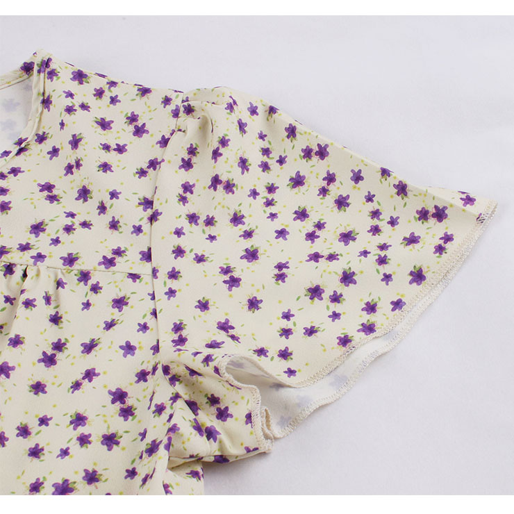French Maiden Dresses, Floral Print Summer Swing Dress, Retro Dresses for Women 1960, Vintage Dresses 1950