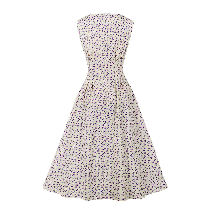 French Maiden Dresses, Floral Print Summer Swing Dress, Retro Dresses for Women 1960, Vintage Dresses 1950