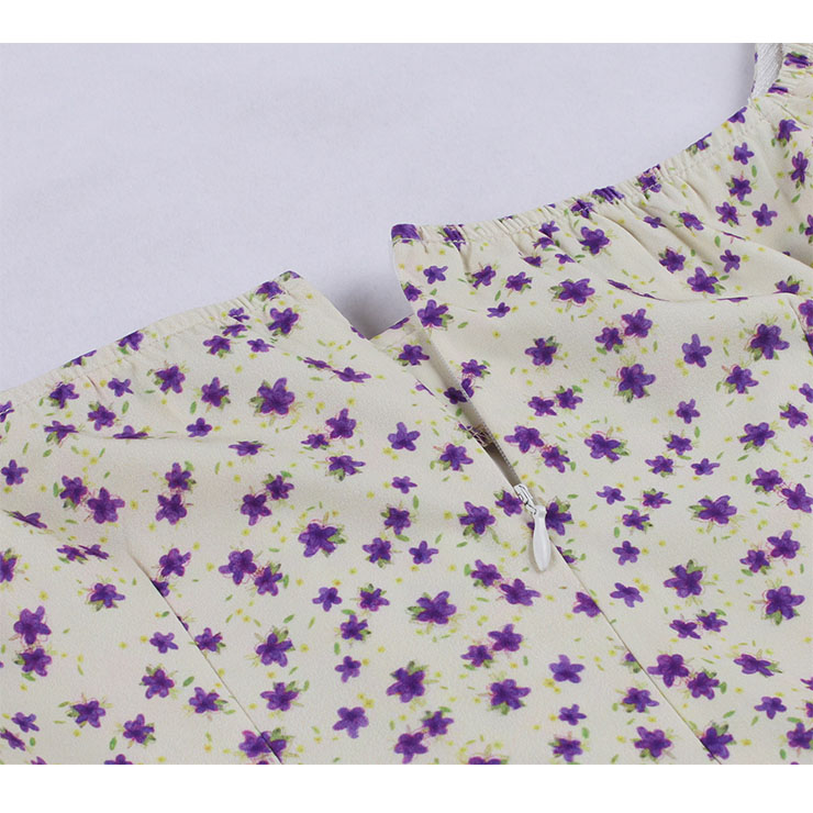 French Maiden Dresses, Floral Print Summer Swing Dress, Retro Dresses for Women 1960, Vintage Dresses 1950