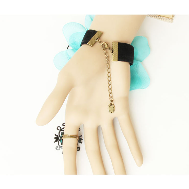 Vintage Bracelet, Gothic Bracelet, Lace Bracelet, Cheap Wristband, Victorian Bracelet, Gothic Bow Bracelet, Vintage Rose Wristband, Bracelet with Ring, #J17775