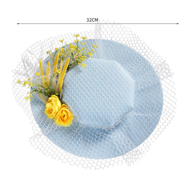 Vintage Fishnet and Flowers Fascinator Bridal Bowler-hat Princess Lolita Cosplay Accessory J21682