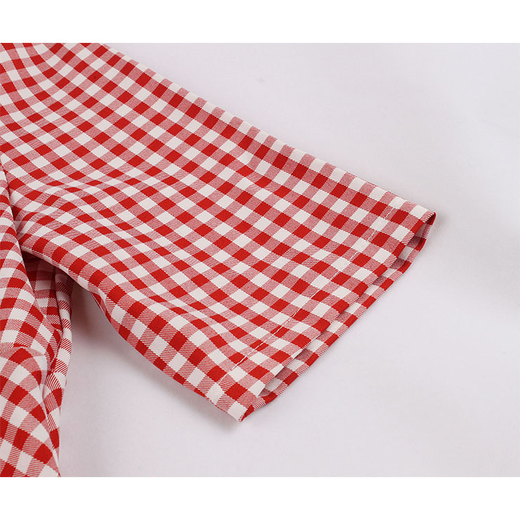 Cute Red Check Swing Dress, Retro Plaid Dresses for Women 1960, Vintage Dresses 1950