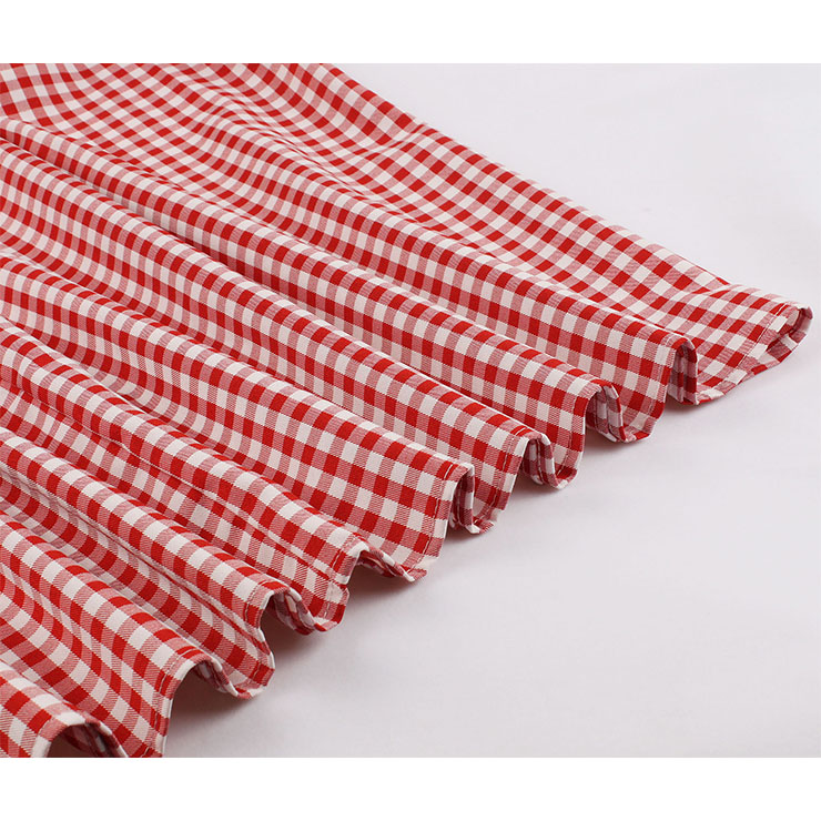 Cute Red Check Swing Dress, Retro Plaid Dresses for Women 1960, Vintage Dresses 1950