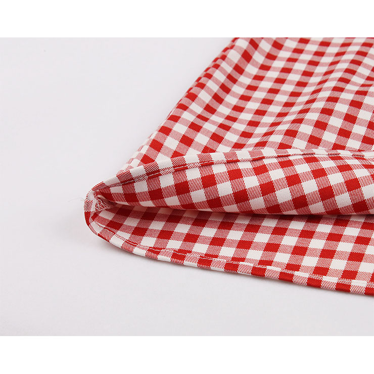 Cute Red Check Swing Dress, Retro Plaid Dresses for Women 1960, Vintage Dresses 1950
