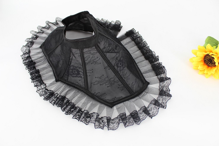Victorian lace collar, Gothic Peter Pan choker, Halloween accessory, Black high-neck collar, Vintage costume piece, Elegant lace choker, Witch costume accessory, Victorian ghost outfit, Gothic fashion detail, Party cosplay collar