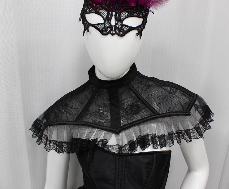 Victorian lace collar, Gothic Peter Pan choker, Halloween accessory, Black high-neck collar, Vintage costume piece, Elegant lace choker, Witch costume accessory, Victorian ghost outfit, Gothic fashion detail, Party cosplay collar