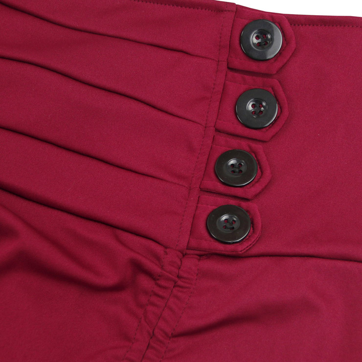 Gothic Party Wine-Red High-low Skirt, High Wiat Button Skirt for Women, Gothic Cosplay High-low Skirt, Halloween Costume Skirt, Plus Size Skirt, Vintage Gothic Pirate Costume, #N17137