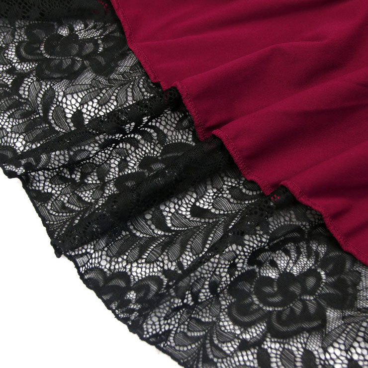 Gothic Party Wine-Red High-low Skirt, High Wiat Button Skirt for Women, Gothic Cosplay High-low Skirt, Halloween Costume Skirt, Plus Size Skirt, Vintage Gothic Pirate Costume, #N17137