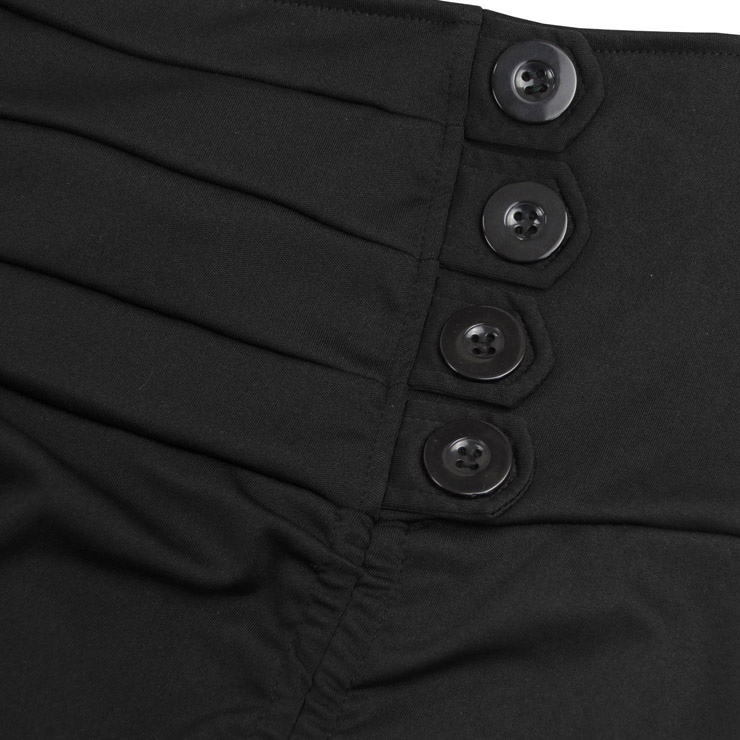 Gothic Party Black High-low Skirt, High Wiat Button Skirt for Women, Gothic Cosplay High-low Skirt, Halloween Costume Skirt, Plus Size Skirt, Vintage Gothic Pirate Costume, #N17138