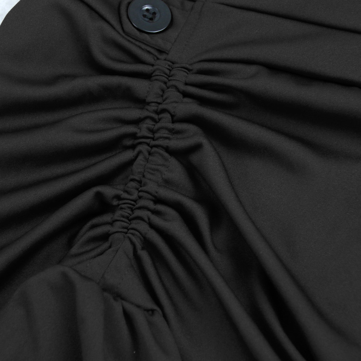 Gothic Party Black High-low Skirt, High Wiat Button Skirt for Women, Gothic Cosplay High-low Skirt, Halloween Costume Skirt, Plus Size Skirt, Vintage Gothic Pirate Costume, #N17138