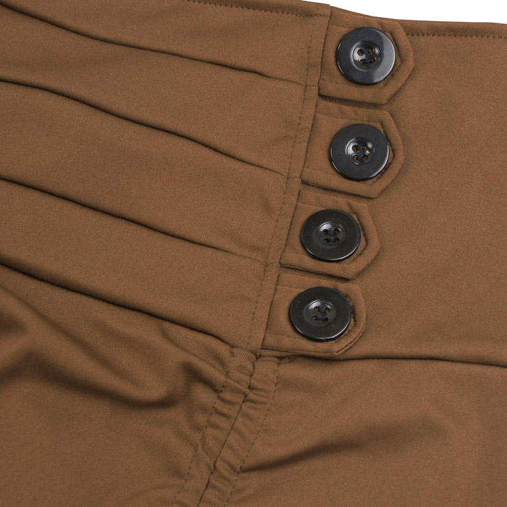 Gothic Party Brown High-low Skirt, High Wiat Button Skirt for Women, Gothic Cosplay High-low Skirt, Halloween Costume Skirt, Plus Size Skirt, Vintage Gothic Pirate Costume, #N18636