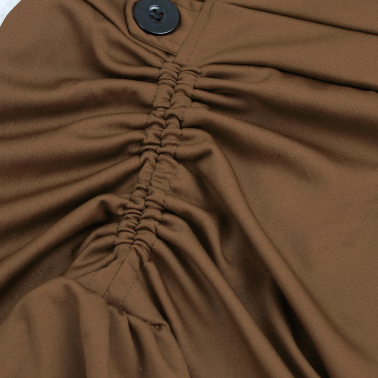 Gothic Party Brown High-low Skirt, High Wiat Button Skirt for Women, Gothic Cosplay High-low Skirt, Halloween Costume Skirt, Plus Size Skirt, Vintage Gothic Pirate Costume, #N18636