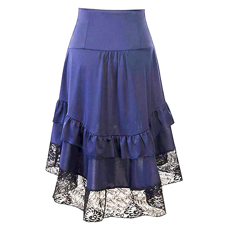 Gothic Party Brown High-low Skirt, High Wiat Button Skirt for Women, Gothic Cosplay High-low Skirt, Halloween Costume Skirt, Plus Size Skirt, Vintage Gothic Pirate Costume, #N20863