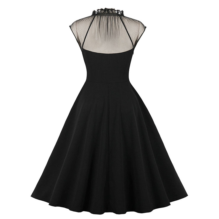 Gothic Sheer Mesh Dress, Fashion A-line Swing Dress, Retro Dresses for Women 1960, Vintage Dresses 1950