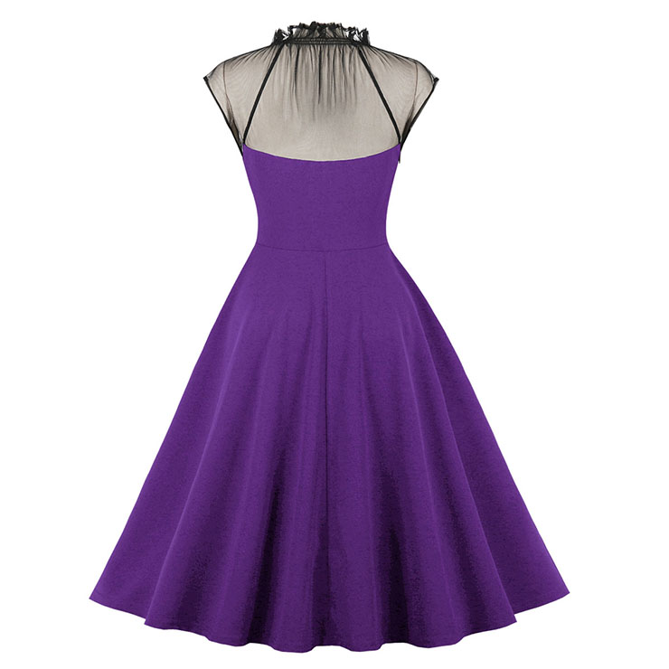 Gothic Sheer Mesh Dress, Fashion A-line Swing Dress, Retro Dresses for Women 1960, Vintage Dresses 1950