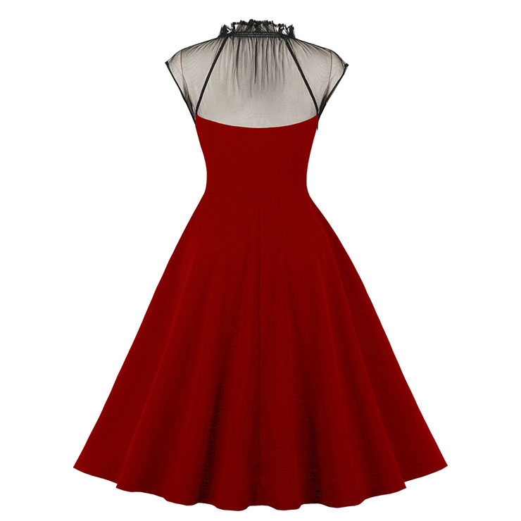 Gothic Sheer Mesh Dress, Fashion A-line Swing Dress, Retro Dresses for Women 1960, Vintage Dresses 1950