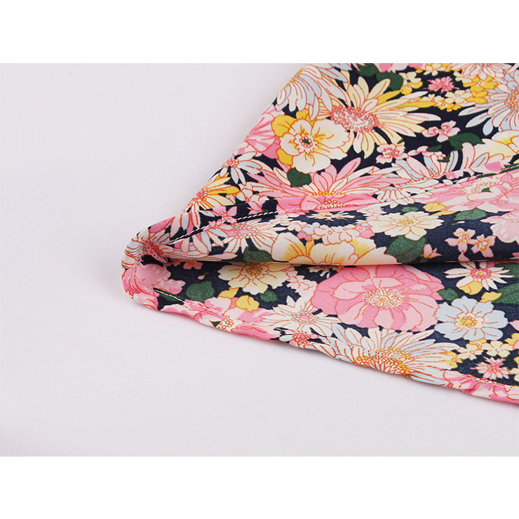 Cute Summertime Floral Print A-line Swing Dress, Retro Backless Dresses for Women 1960, Vintage Dresses 1950
