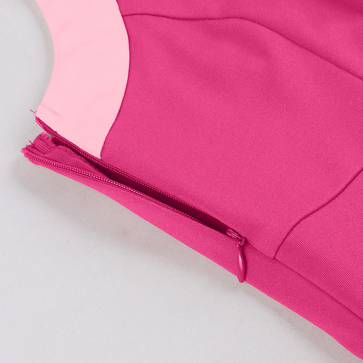 vintage dress, halter swing dress, pink magenta dress, 1950s retro dress, color - block dress, bow - tie neck dress, belted dress, ruched bodice dress, flared skirt dress, summer dress, cocktail dress, rockabilly dress, feminine dress, pin - up dress, vintage inspired dress #N23937